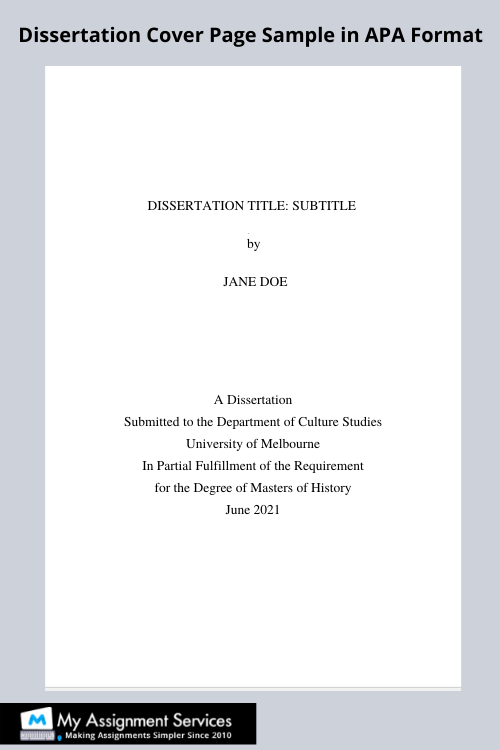 front page of dissertation sample